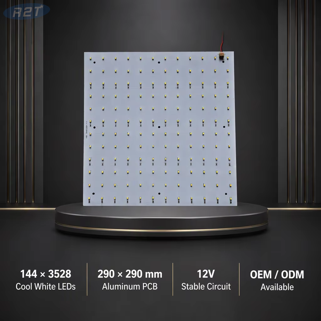 144 LEDs 2835 Cool White PCBA Module, 290x290mm 12V LED Light Board for Advertising & Lighting