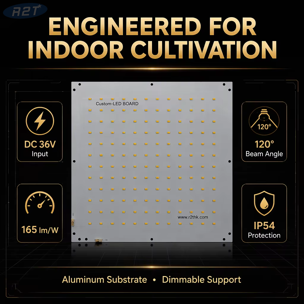 290×290mm Samsung 5630 Indoor Plant Growth LED PCB Module 3000K CRI80 Aluminum Board