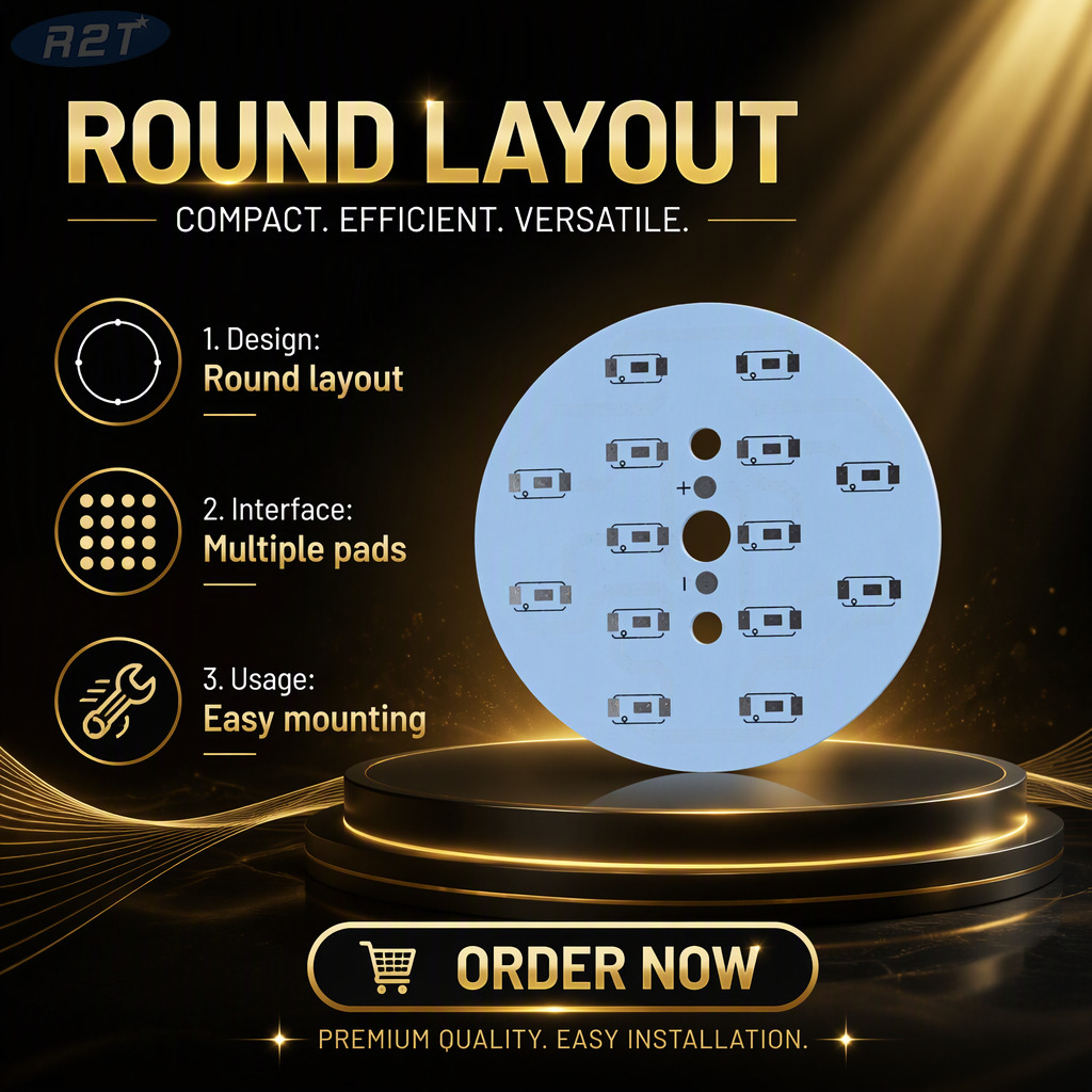 Custom SMD2835 Circular Aluminum PCB for LED Downlights & Spotlights R2T Industry