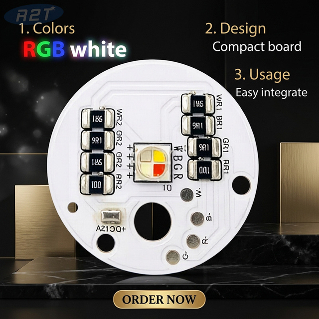 12V DC Compact Round RGBW LED Module: 30mm Aluminum PCB with Cree XML2 5050 RGBW LED & Onboard Resistors