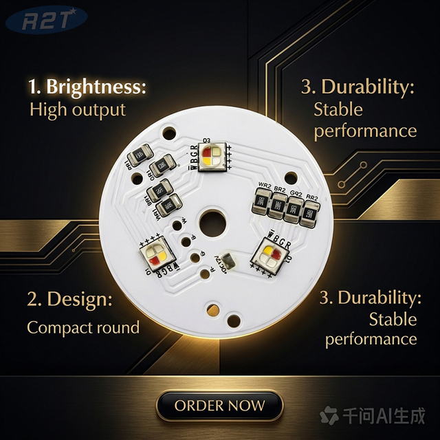 Φ45.3mm Round Aluminum LED PCB | 3x Cree XML2 RTBW - 12V 2.0W MCPCB